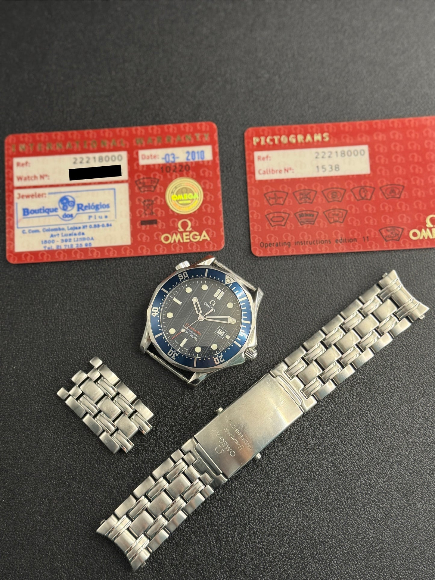 omega seamaster 2221.80 with cards