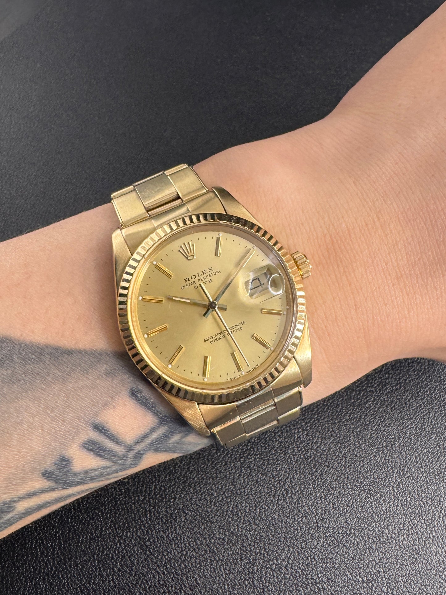 rolex 15037 oyster date 14k | complete set