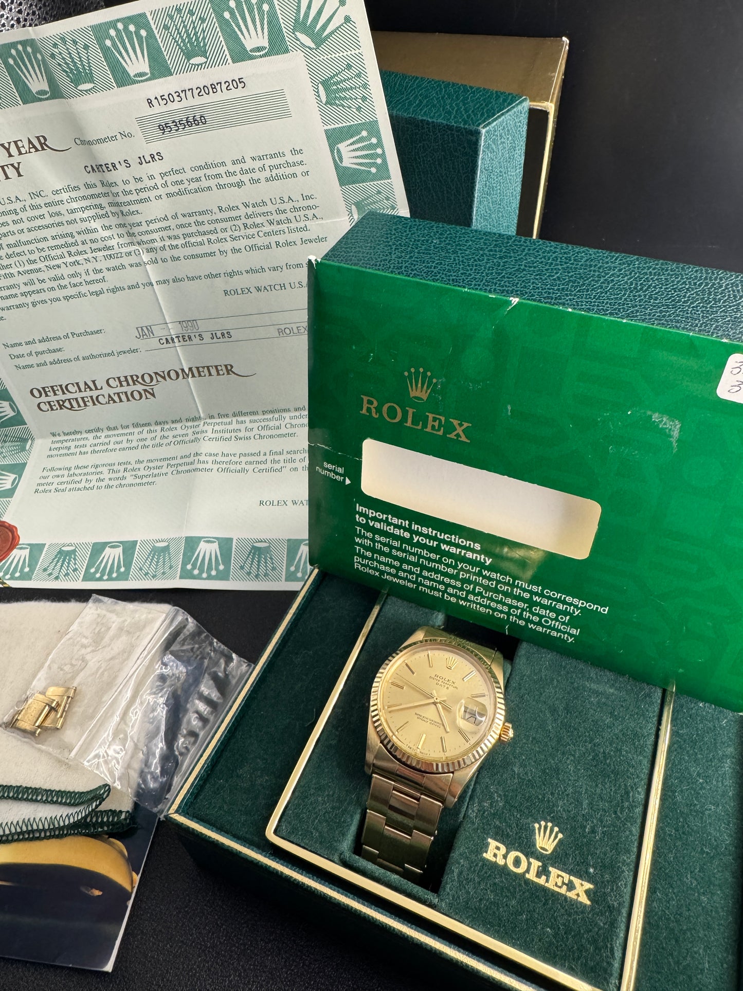 rolex 15037 oyster date 14k | complete set